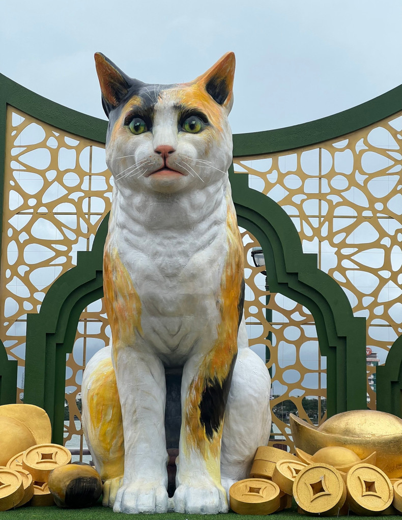 Con una altura de 3,5 metros, la gigante figura llama la atención de los peatones. Con una altura de 3,5 metros, la gigante figura llama la atención de los peatones.