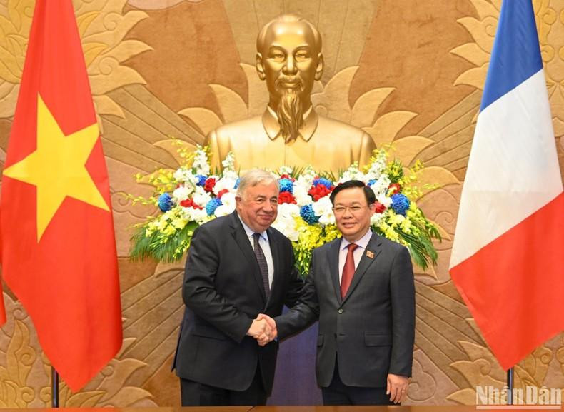 Vuong Dinh Hue y Gérard Larcher presiden la reunión. Vuong Dinh Hue y Gérard Larcher presiden la reunión.