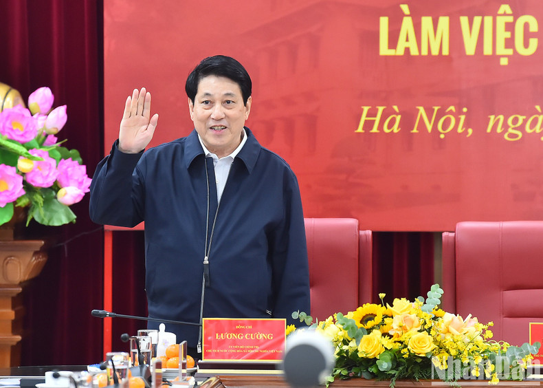 El presidente vietnamita, Luong Cuong, en la reunión.
