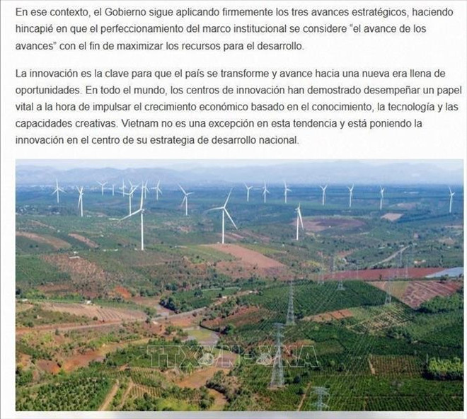 Resumen Latinoamericano elogia logros del desarrollo innovador de Vietnam (Foto: Captura de pantalla)