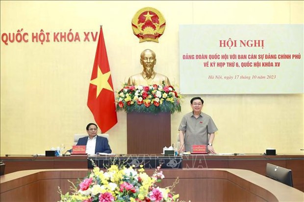 El presidente de la Asamblea Nacional de Vietnam, Vuong Dinh Hue, habla en el evento. (Foto: VNA) El presidente de la Asamblea Nacional de Vietnam, Vuong Dinh Hue, habla en el evento. (Foto: VNA)