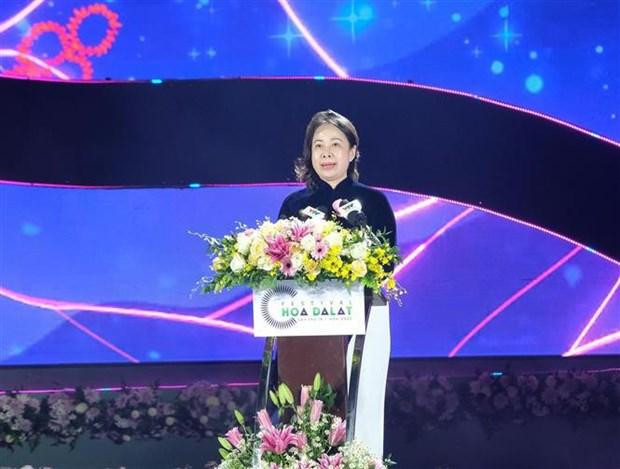 La vicepresidenta vietnamita Vo Thi Anh Xuan habla en el evento. (Fotografía: VNA) La vicepresidenta vietnamita Vo Thi Anh Xuan habla en el evento. (Fotografía: VNA)