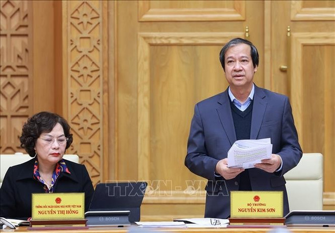 El ministro de Educación y Formación, Nguyen Kim Son, habla en el evento. (Foto: VNA)