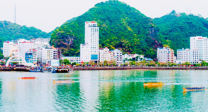 Carrera de botes de dragón del distrito de Cat Hai. Carrera de botes de dragón del distrito de Cat Hai.