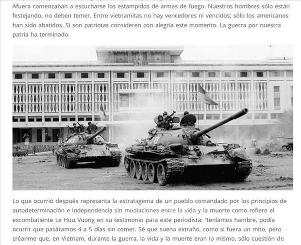 La página web de la Radio Nacional de Argentina publica el trabajo del periodista Gastón Fiorda, quien estuvo hace poco en Vietnam sobre sus experiencias con los veteranos de guerra vietnamita. (Foto: VNA)