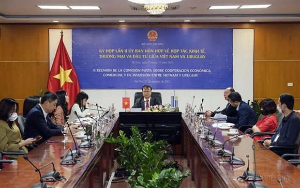 Una reunión de la Comisión Mixta sobre Cooperación Económica, Comercial y de Inversión entre Vietnam y Uruguay, en octubre de 2021. (Foto: VNA) Una reunión de la Comisión Mixta sobre Cooperación Económica, Comercial y de Inversión entre Vietnam y Uruguay, en octubre de 2021. (Foto: VNA)