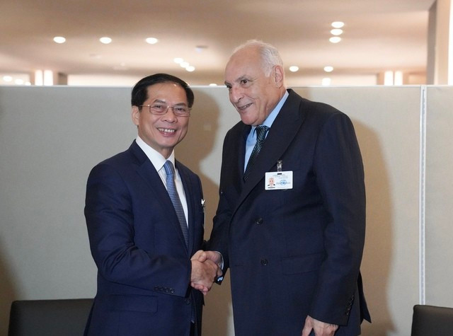 El vicepremier y canciller vietnamita Bui Thanh Son y el ministro argelino de Asuntos Exteriores y Comunidad Nacional en el Exterior, Ahmed Attaf. (Foto: baochinhphu.vn) El vicepremier y canciller vietnamita Bui Thanh Son y el ministro argelino de Asuntos Exteriores y Comunidad Nacional en el Exterior, Ahmed Attaf. (Foto: baochinhphu.vn)