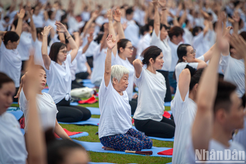 Nutrida participación en actuación de Yoga en Hanói ảnh 4 Nutrida participación en actuación de Yoga en Hanói ảnh 4