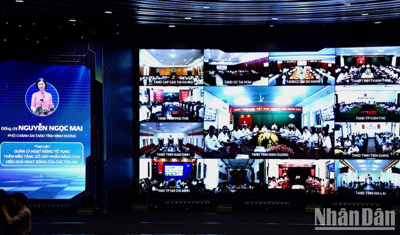 El juez jefe adjunto del Tribunal Popular de la provincia de Binh Duong, Nguyen Ngoc Mai, interviene en la cita.