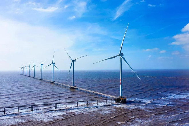La fábrica de energía éolica Dong Hai I en la provincia de Tra Vinh. (Foto: VNA) La fábrica de energía éolica Dong Hai I en la provincia de Tra Vinh. (Foto: VNA)
