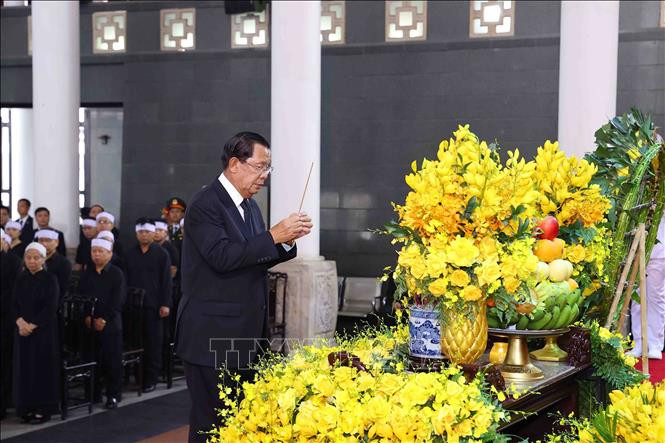 El presidente del Senado de Camboya, Samdech Tecno Hun Sen, en el acto. (Foto: VNA)