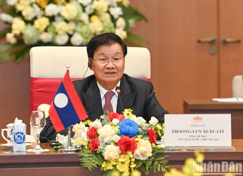 El secretario general del PPRL y presidente de Laos, Thongloun Sisoulith, interviene en la cita. El secretario general del PPRL y presidente de Laos, Thongloun Sisoulith, interviene en la cita.