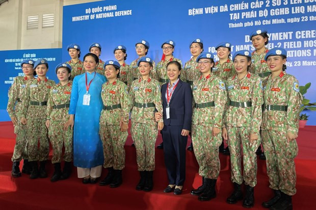 Mujeres oficiales de mantenimiento de paz de Vietnam. (Fotografía: VNA) Mujeres oficiales de mantenimiento de paz de Vietnam. (Fotografía: VNA)