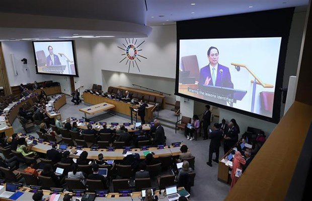 El premier Pham Minh Chinh en la Cumbre sobre prevención, preparación y respuesta ante pandemias. (Foto: VNA)