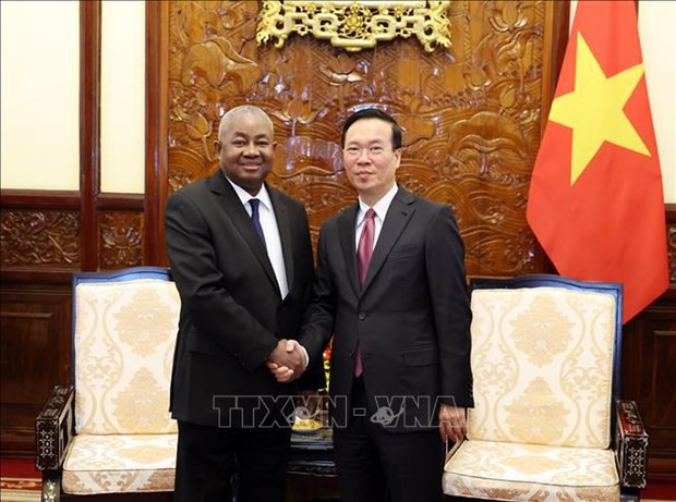 El presidente de Vietnam, Vo Van Thuong, recibe al saliente embajador de Mozambique, Leonardo Rosario Manuel Pene. (Foto: VNA) El presidente de Vietnam, Vo Van Thuong, recibe al saliente embajador de Mozambique, Leonardo Rosario Manuel Pene. (Foto: VNA)