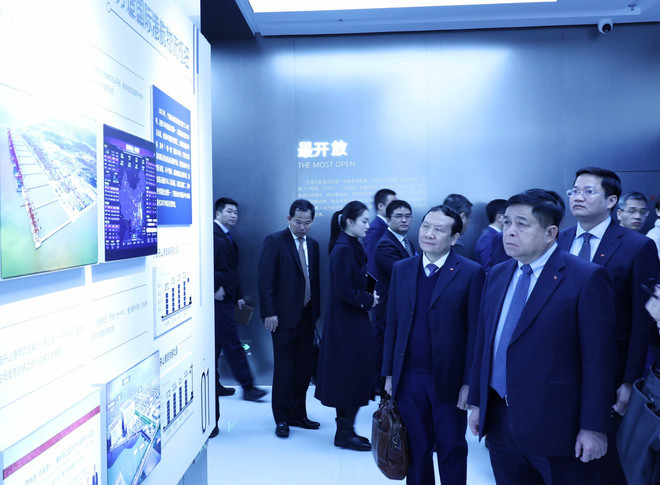 El viceprimer ministro vietnamita Nguyen Chi Dung visita la Zona de Libre Comercio de Ningbo. (Foto: VNA)