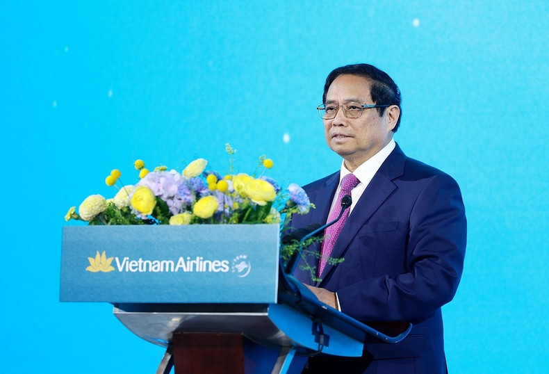El primer ministro de Vietnam, Pham Minh Chinh, habla en el evento. (Foto: VNA)