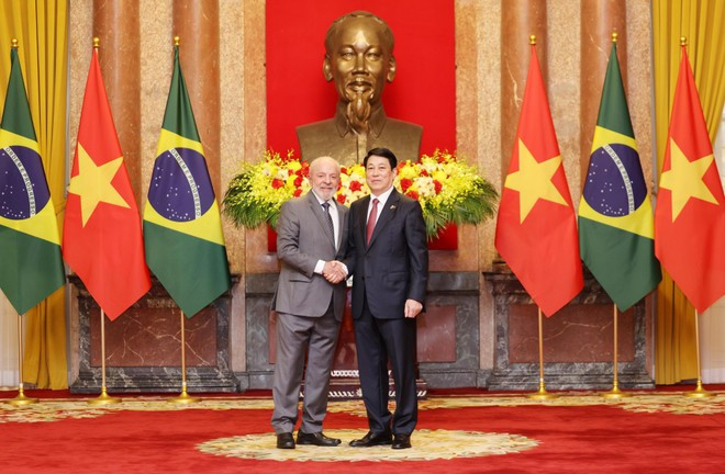 El presidente de Vietnam, Luong Cuong (derecha), se reúne con su homólogo brasileño, Luiz Inácio Lula da Silva. (Foto: VNA) El presidente de Vietnam, Luong Cuong (derecha), se reúne con su homólogo brasileño, Luiz Inácio Lula da Silva. (Foto: VNA)