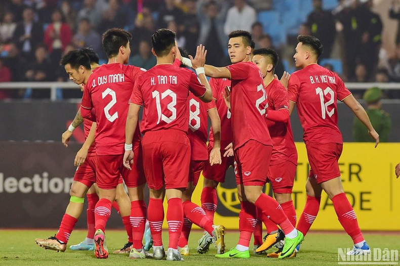 Vietnam celebra su victoria ante Myanmar.