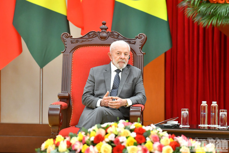 El presidente de Brasil, Luiz Inácio Lula da Silva, en el encuentro. El presidente de Brasil, Luiz Inácio Lula da Silva, en el encuentro.