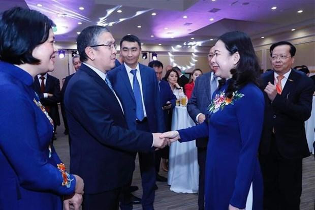 La vicepresidenta de Vietnam Nguyen Thi Anh Xuan en la reunión. (Fotografía: VNA)