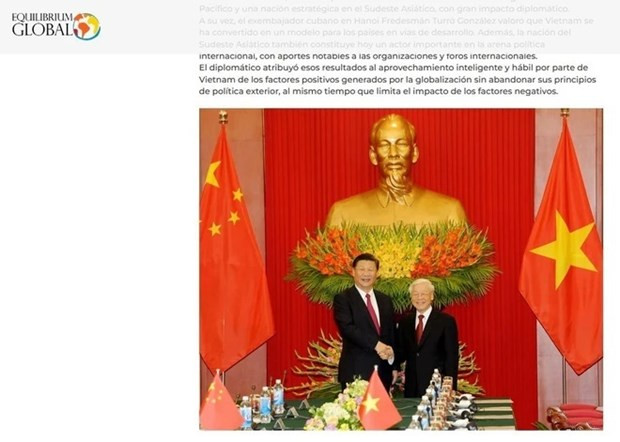 El periódico Equilibrium Global de Argentina publica el 1 de enero de 2024 un artículo elogiando la "diplomacia de bambú" de Vietnam. (Foto: VNA) El periódico Equilibrium Global de Argentina publica el 1 de enero de 2024 un artículo elogiando la "diplomacia de bambú" de Vietnam. (Foto: VNA)