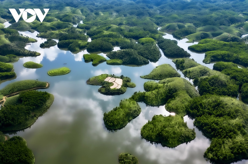 Las islas con diversas formas y exuberante vegetación crean paisajes salvajes y poéticos.