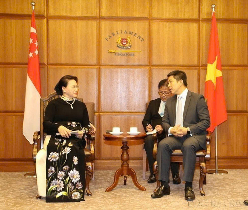 La entonces presidenta de la Asamblea Nacional de Vietnam, Nguyen Thi Kim Ngan, se reúne con el titular del Parlamento de Singapur, Tan Chuan-Jin, en la sede del órgano legislativo singapurense el 28 de noviembre de 2017. (Foto: VNA) La entonces presidenta de la Asamblea Nacional de Vietnam, Nguyen Thi Kim Ngan, se reúne con el titular del Parlamento de Singapur, Tan Chuan-Jin, en la sede del órgano legislativo singapurense el 28 de noviembre de 2017. (Foto: VNA)