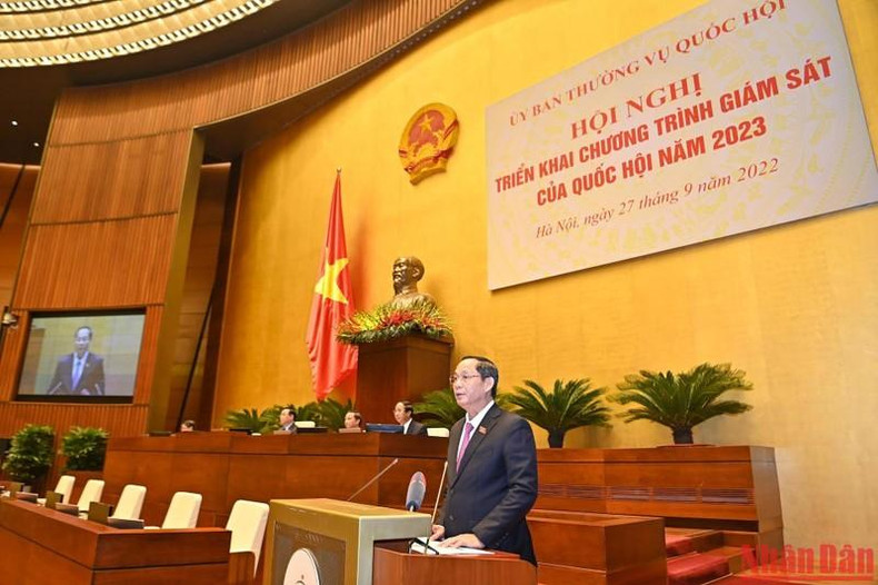 El vicepresidente de la AN, Tran Quang Phuong, pronuncia el discurso de apertura. El vicepresidente de la AN, Tran Quang Phuong, pronuncia el discurso de apertura.
