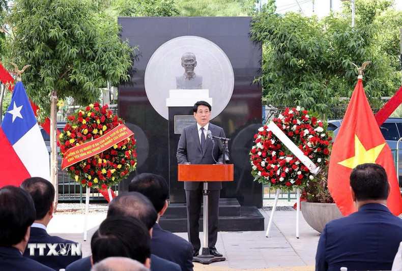 El presidente vietnamita, Luong Cuong, interviene en el acto. (Foto: VNA) El presidente vietnamita, Luong Cuong, interviene en el acto. (Foto: VNA)