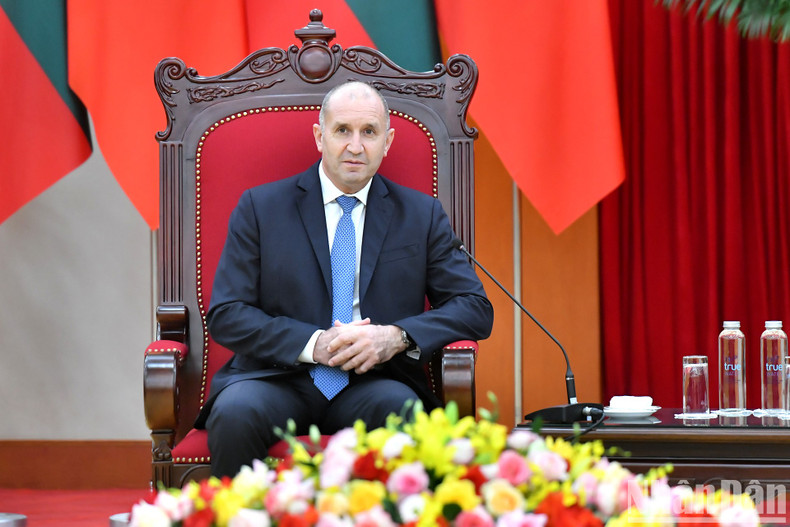 El presidente de Bulgaria, Rumen Radev, en la recepción. El presidente de Bulgaria, Rumen Radev, en la recepción.