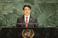 El presidente de Vietnam, Luong Cuong, pronuncia un importante discurso en el Debate General del 80.º período de sesiones de la Asamblea General de la ONU con el mensaje central: “Honrando el valor de la paz, transformaciones audaces para crear un futuro sostenible". (Foto: VNA)