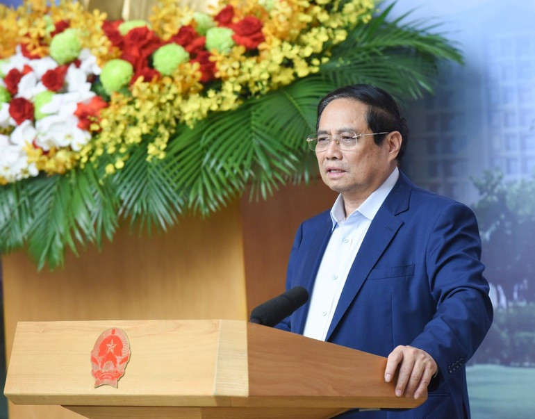 El primer ministro de Vietnam, Pham Minh Chinh, habla en el evento (Foto: Nhan Dan)