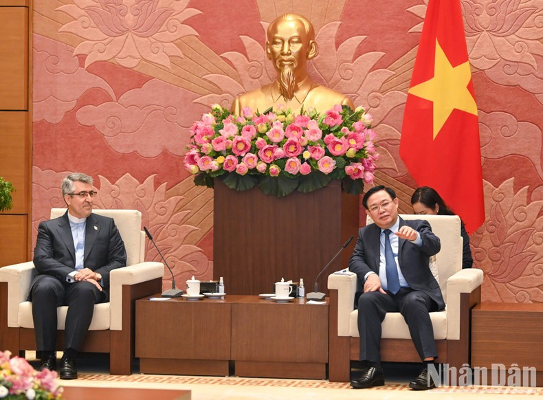 Dinh Hue habla en la cita.