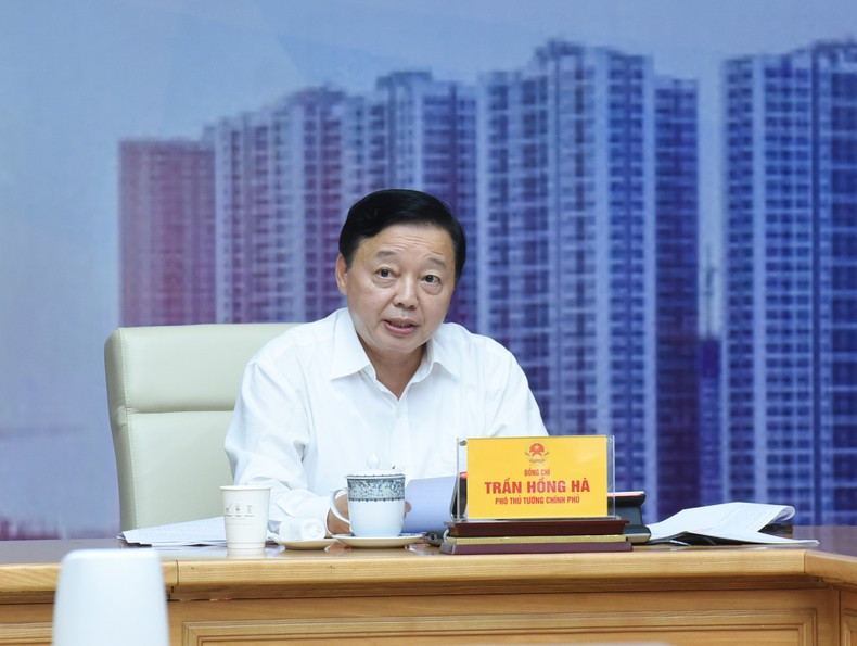 El viceprimer ministro Tran Hong Ha habla en la reunión. El viceprimer ministro Tran Hong Ha habla en la reunión.