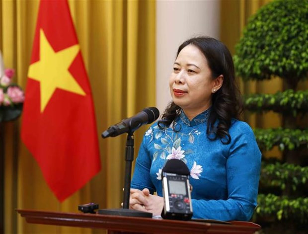 La vicepresidenta vietnamita Vo Thi Anh Xuan interviene en la cita. La vicepresidenta vietnamita Vo Thi Anh Xuan interviene en la cita.