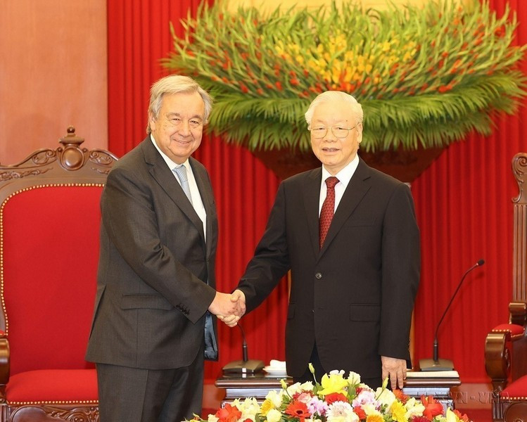El 21 de octubre de 2022, el secretario general del Partido Comunista de Vietnam, Nguyen Phu Trong, recibió al secretario general de la ONU, António Guterres en ocasión de su visita oficial al país del Sudeste Asiático.