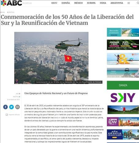 Medios latinoamericanos afirmaron que la victoria del 30 de abril dejó una lección valiosa sobre la fuerza de la unidad nacional y el espíritu de autodeterminación. (Foto: VNA)