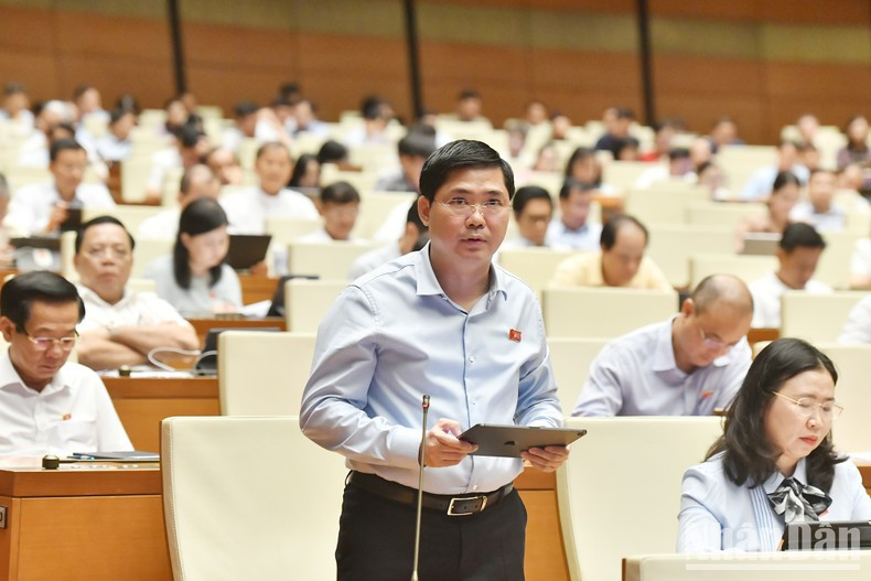 El diputado Nguyen Tuan Anh de la provincia de Long An, expone sus opiniones.