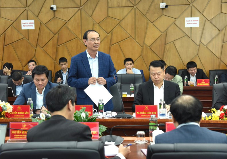 Le Dinh Tho, viceministro de Transporte habla en la sesión de trabajo. Le Dinh Tho, viceministro de Transporte habla en la sesión de trabajo.