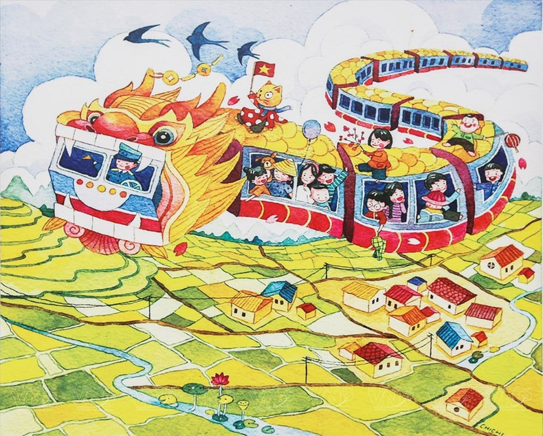 La obra "Tren de primavera", del autor Chi Chi. La obra "Tren de primavera", del autor Chi Chi.