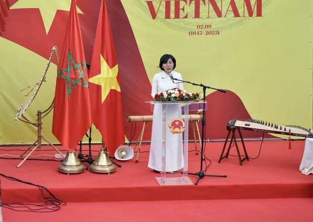 La embajadora de Vietnam en Marruecos, Dang Thi Thu Ha, durante la ceremonia en Rabat. (Foto: VNA)