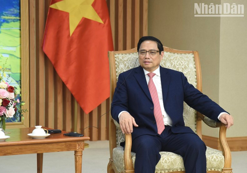 El jefe de Gobierno vietnamita habla en el encuentro. El jefe de Gobierno vietnamita habla en el encuentro.