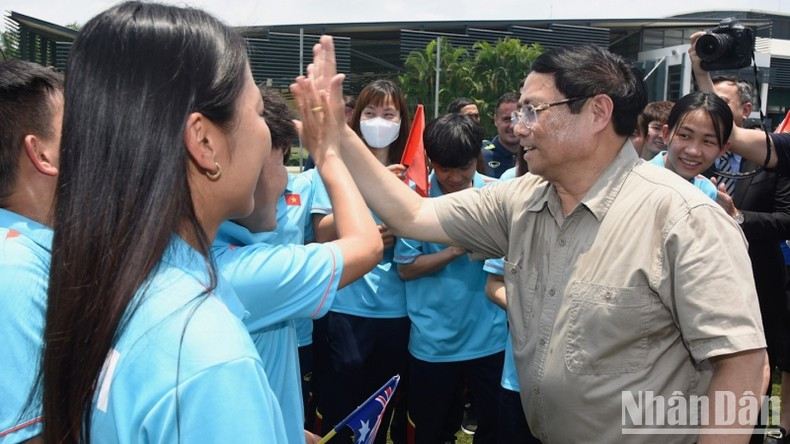 Minh Chinh animó a las jugadoras vietnamitas.