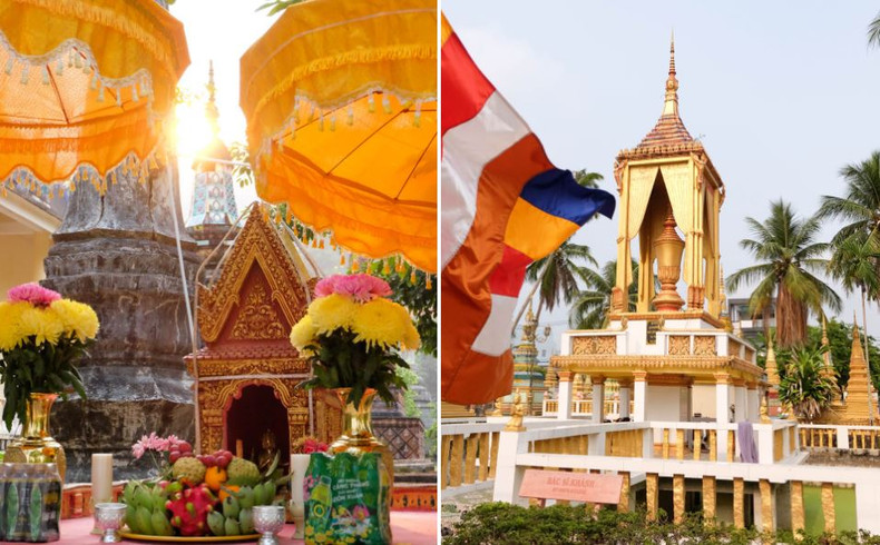 Todas las celebraciones de Año Nuevo en la comunidad jemer de An Giang, que practica el budismo Hyayana, tienen lugar en los templos. La gente limpia y redecora sus casas en los días previos, y los monjes organizan juegos populares y eventos artísticos. Los visitantes pueden sentir el entusiasmo y la alegría de los lugareños durante esta época del año en An Giang presenciando sus celebraciones de Año Nuevo. Todas las celebraciones de Año Nuevo en la comunidad jemer de An Giang, que practica el budismo Hyayana, tienen lugar en los templos. La gente limpia y redecora sus casas en los días previos, y los monjes organizan juegos populares y eventos artísticos. Los visitantes pueden sentir el entusiasmo y la alegría de los lugareños durante esta época del año en An Giang presenciando sus celebraciones de Año Nuevo.