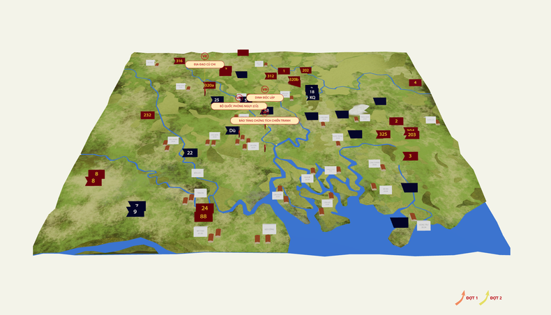 El modelo de la Campaña de Ho Chi Minh incluye 4 puntos interactivos de RA. El modelo de la Campaña de Ho Chi Minh incluye 4 puntos interactivos de RA.