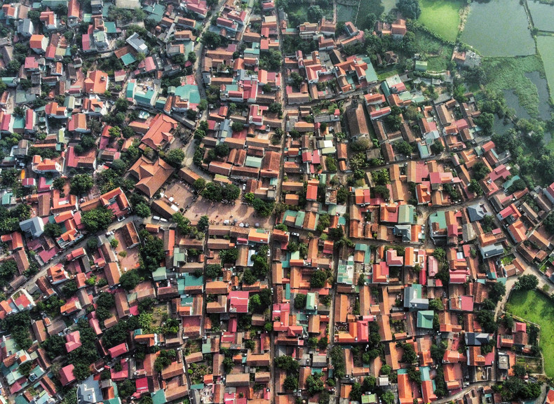La antigua aldea de Duong Lam a vista de pájaro.