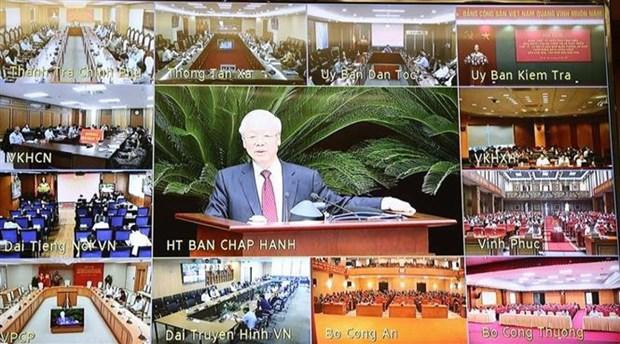 El secretario general del Partido Comunista de Vietnam, Nguyen Phu Trong, en la reunión. (Fotografía: VNA) El secretario general del Partido Comunista de Vietnam, Nguyen Phu Trong, en la reunión. (Fotografía: VNA)