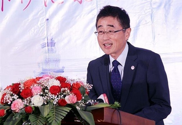 Watanabe Shige, segundo jefe de la misión diplomática de Japón en Vietnam, habla en el evento. Watanabe Shige, segundo jefe de la misión diplomática de Japón en Vietnam, habla en el evento.