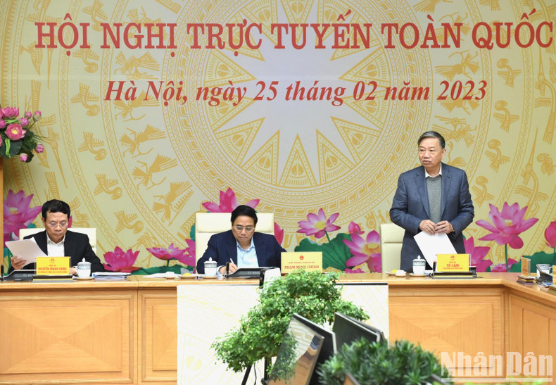 El ministro de Seguridad Pública, general To Lam interviene en el evento. El ministro de Seguridad Pública, general To Lam interviene en el evento.